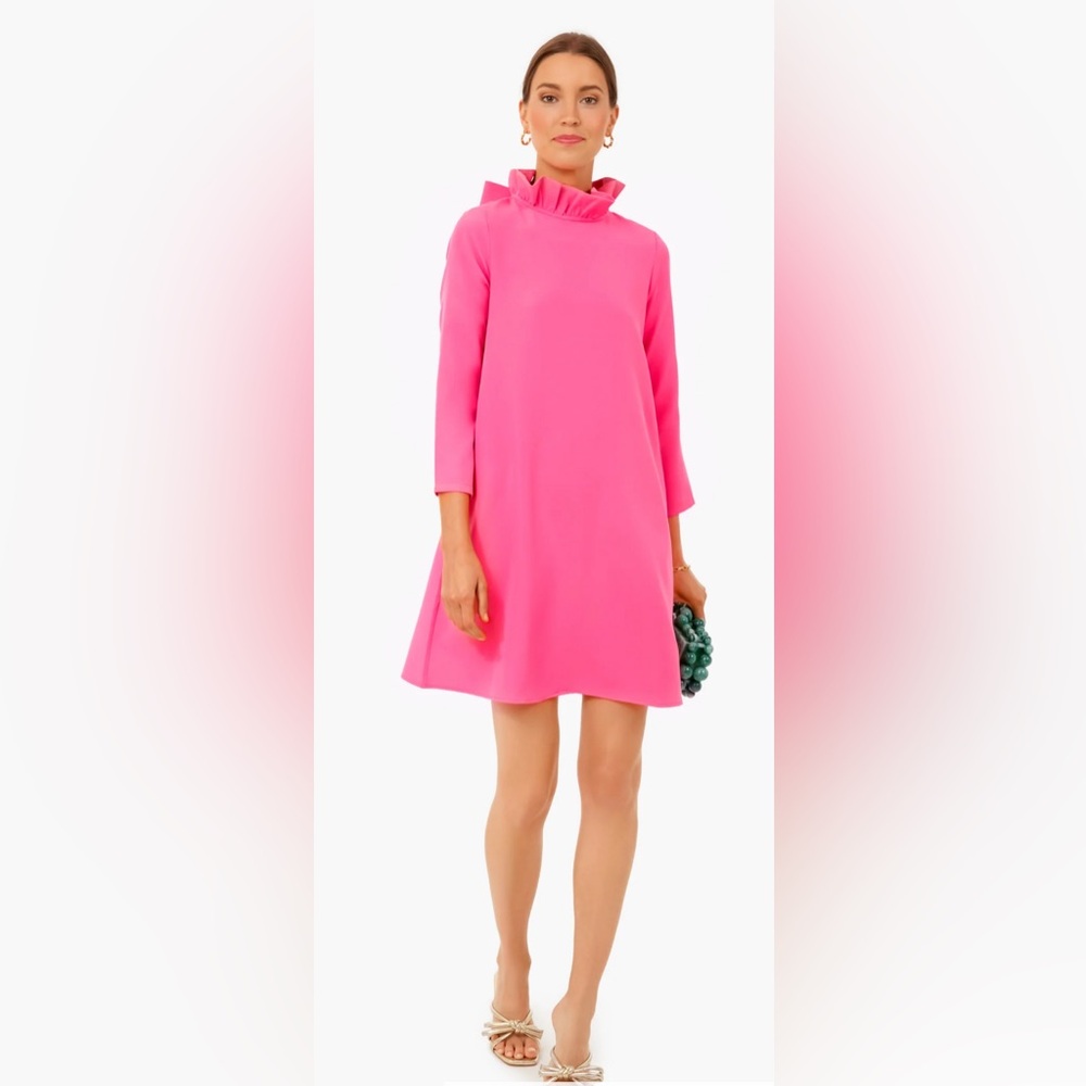 Tuckernuck’s Pomander Place Daphne Ruffle Neck Dress in Hot Pink